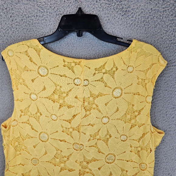 Connected Apparel Coming Up Daisy Yellow Perfect Summer Dress Sz 14 Lace Overlay - Picture 9 of 11